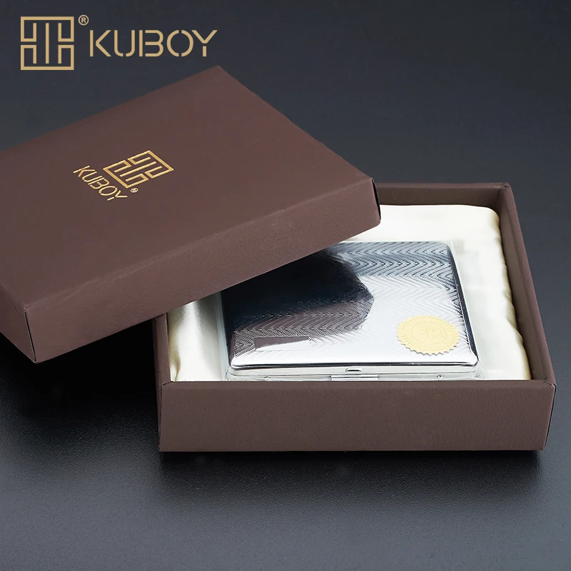 Одежда высшего качества KUBOY толстые Никель проволока рисунок Покрытие Нержавеющая сталь портсигар 9 шт. дыма Творческий сигарет случае KC6-06