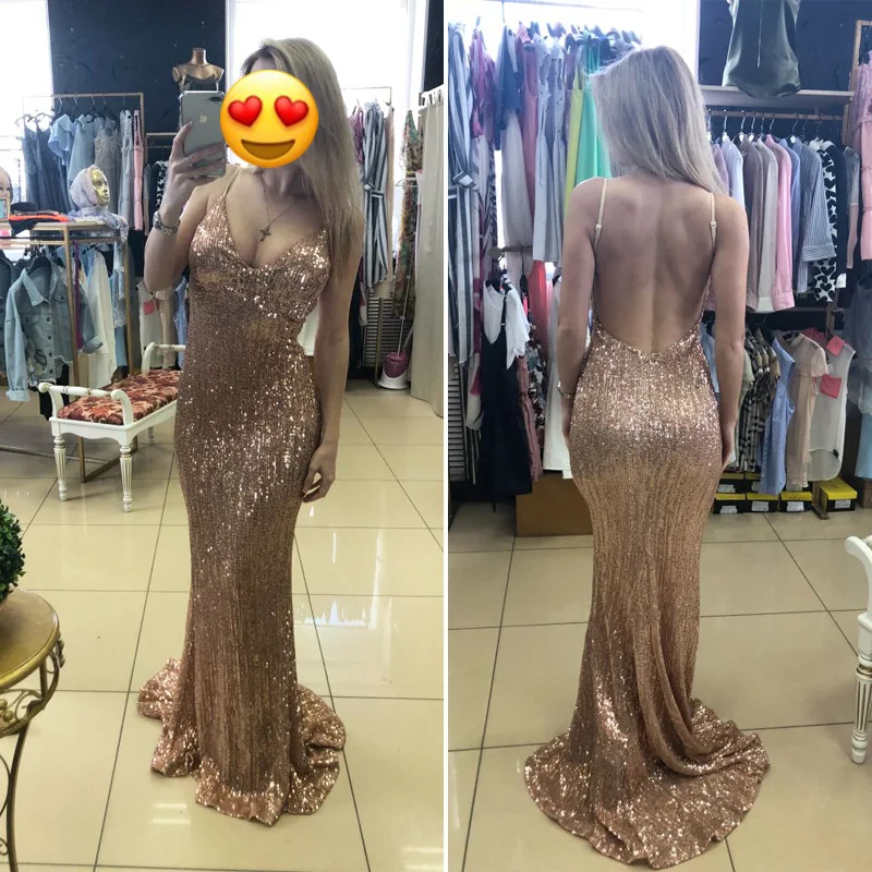 

Платье женское, длинное, с открытой спинкой и блестками, 2019