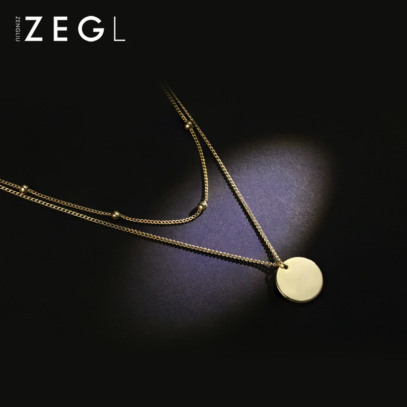 Женское Ожерелье ZEGL Двухслойное ожерелье с цепочкой для ключиц простая