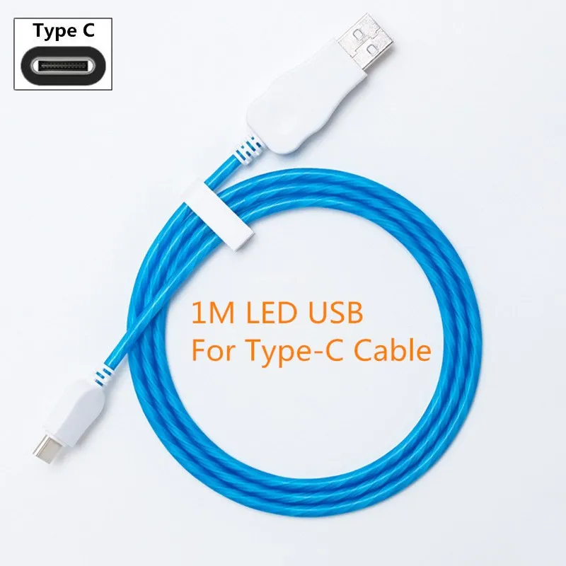 Течет светодиодные светящиеся Usb кабель для зарядного устройства Шнур микро-usb Тип C для быстрой зарядки для samsung Galaxy A50 A30 A10 S10 S9 A8 A5 A7 / - Цвет: For Type-C Cable