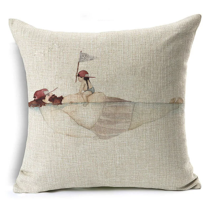 Comwarm Cozy Family Super Father Lovely Daughter Pattern Cushion for Fanther's Gifts Linen Cotton Comfortable Sofa Car Pillows | Дом и сад