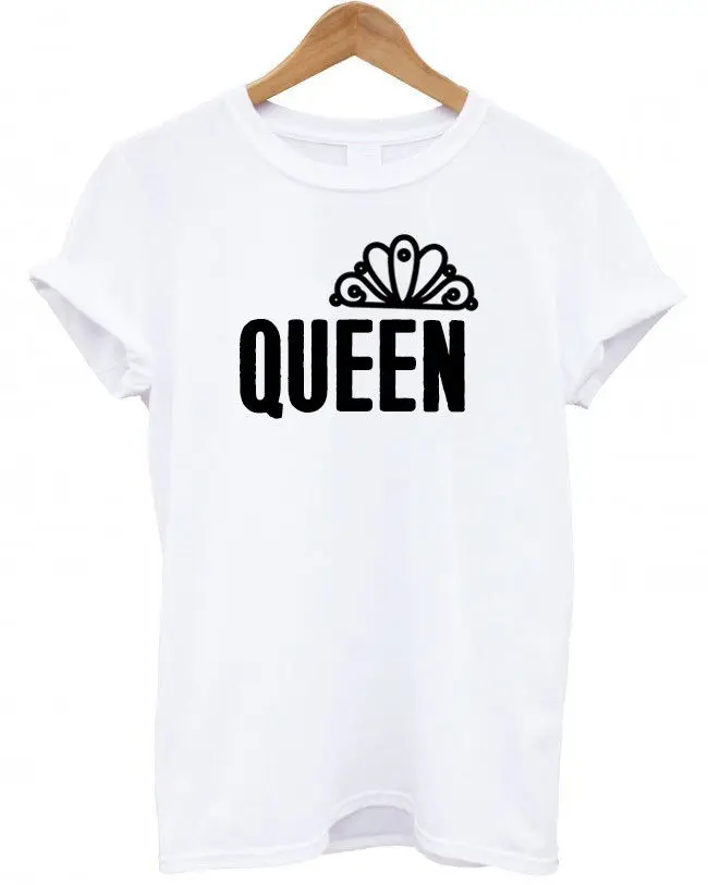 Парные футболки King футболка с логотипом Queen для мамы и папы подарки Прямая
