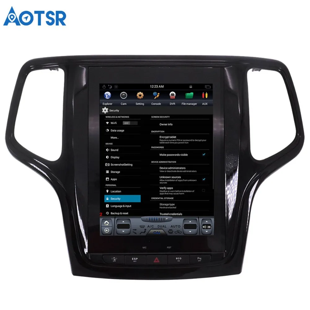 Автомобильный GPS-навигатор Aotsr в стиле Tesla на Android для JEEP Grand Cherokee 2014-2018 золотистый и