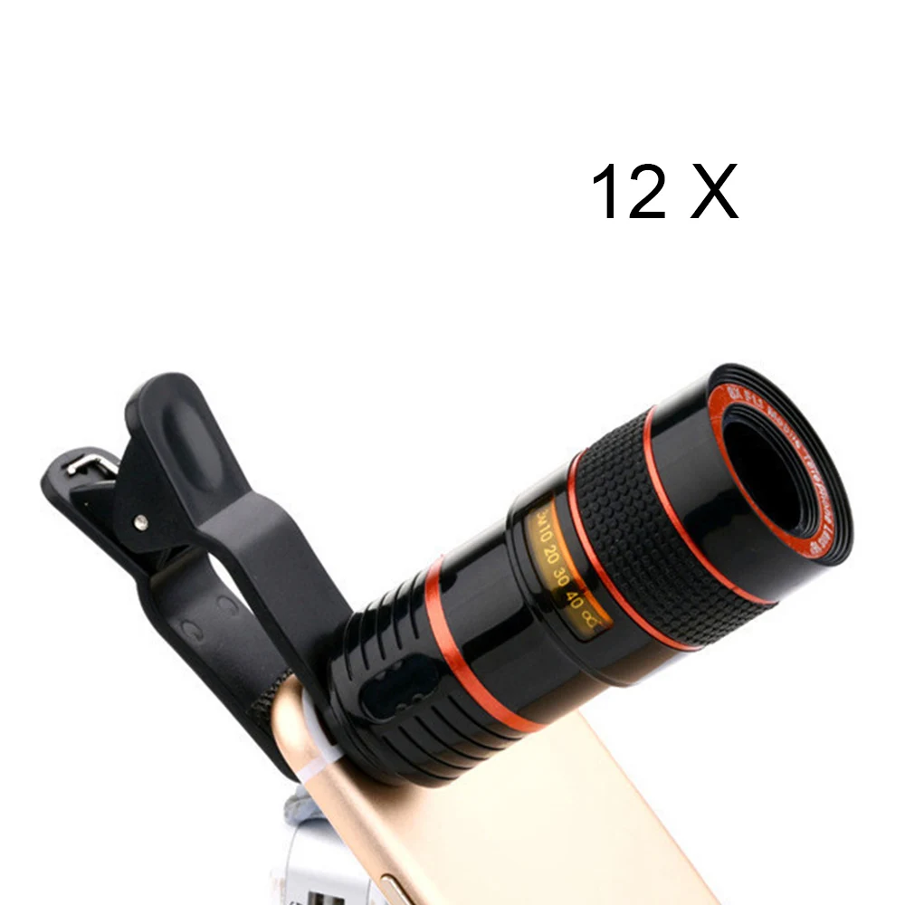 12x 8x/12x оптический зум телескоп объектив HD смартфон объектив камеры для iPhone samsung универсальный мобильный телефон объектив клип - Цвет: 12x