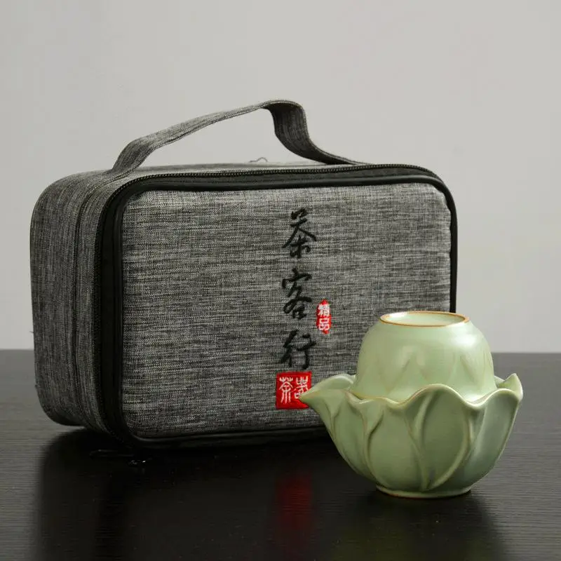4 case package Керамическая посуда кофейные чайные сервизы Керамика чайник GaiWan чайная чашка из фарфора Портативный путешествия китайский чайный набор кунг-фу - Цвет: 4 case package