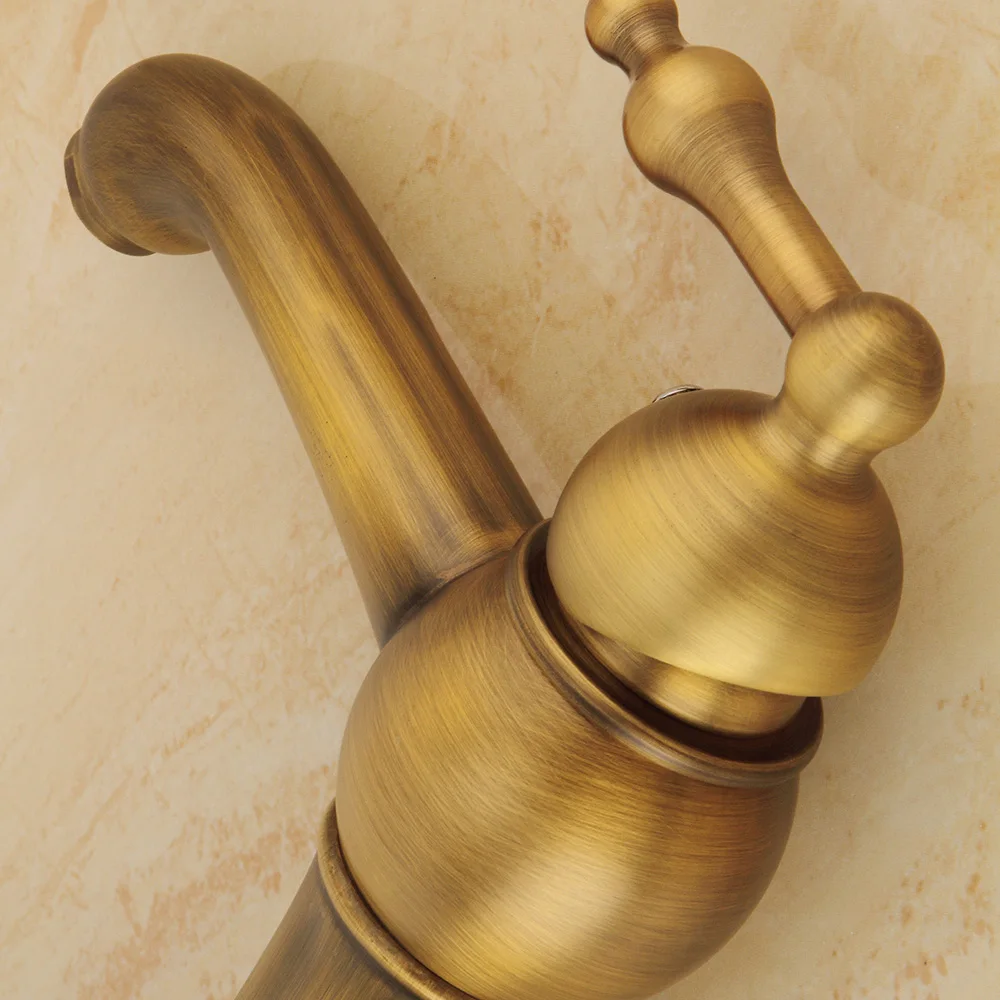 Винтажный антикварный латунный Смеситель для ванной комнаты с одним держателем