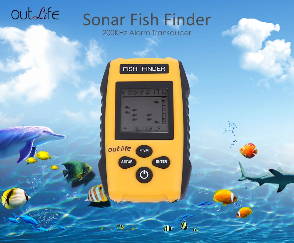 Outlife Smart Рыболокаторы Sonar эхолот 0 7 100 м 200 кГц сигнализации преобразователя ABS