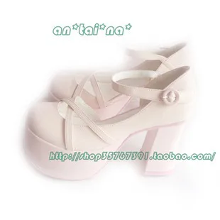 Милые туфли в стиле лолита готическом Туфли на высоком каблуке заказ Розовые