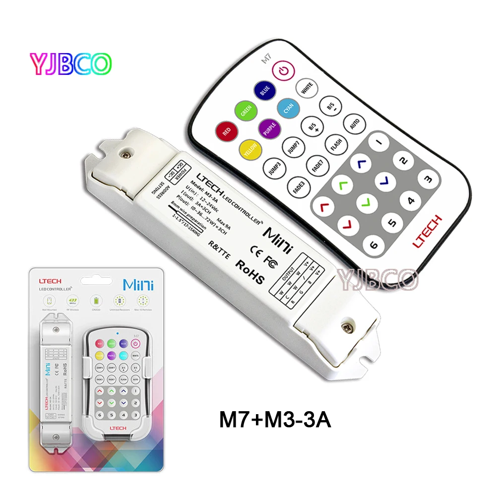 M7 + M3 3A DC12 24V светодиодный RGB контроллер RF беспроводной сенсорный пульт