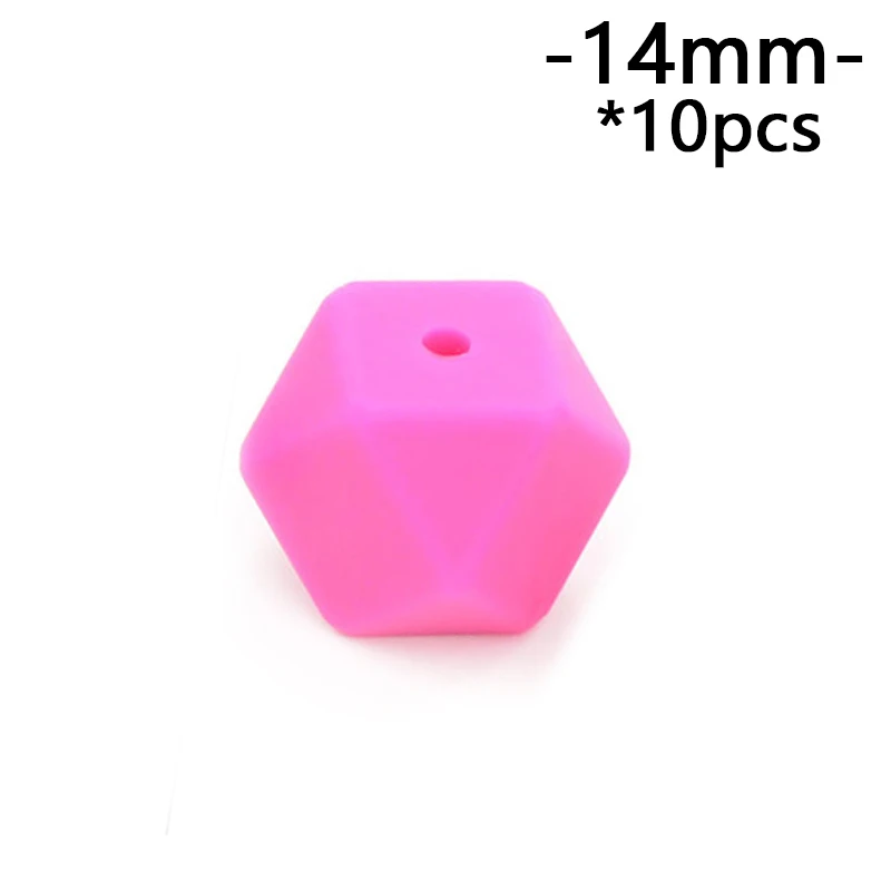 violet red Lofca10 шт 14 мм Мини шестигранные силиконовые бусины Детские Прорезыватели BPA бесплатно DIY ожерелье соска цепь Детские Прорезыватели уход за младенцем - Цвет: violet red