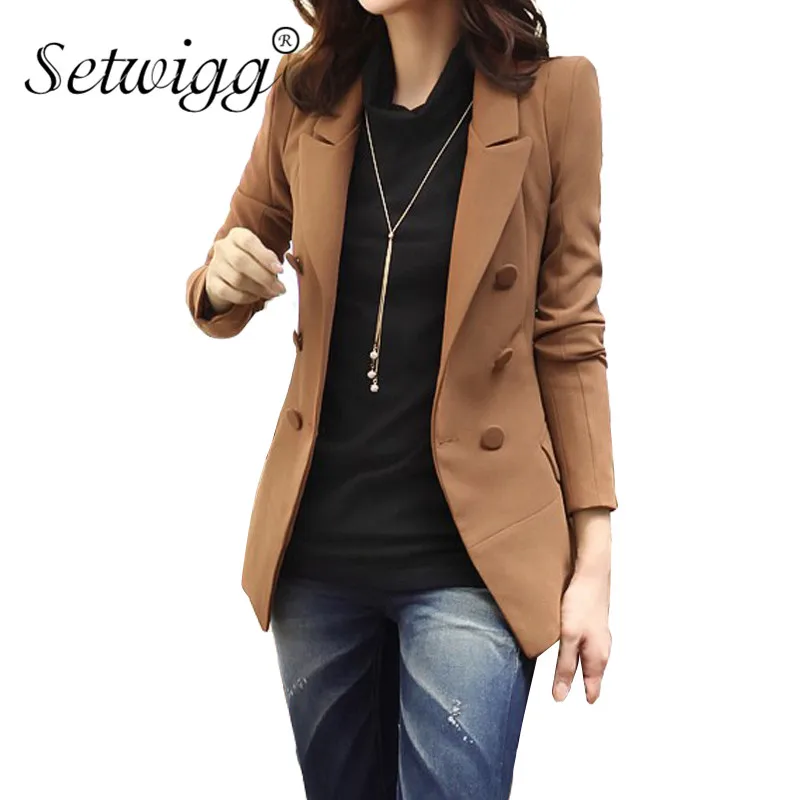 SETWIGG высококачественные женские двубортные весенние блейзеры с хлопковой