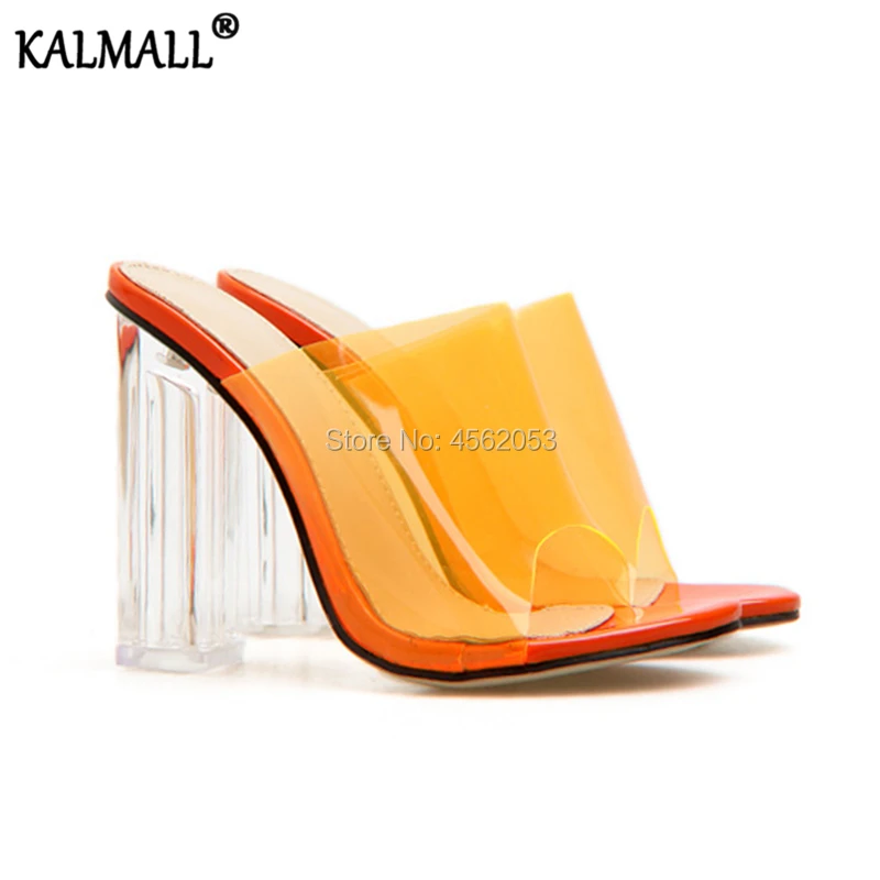 Сандалии KALMALL женские прозрачные пластиковые полуботинки без застежки тапочки