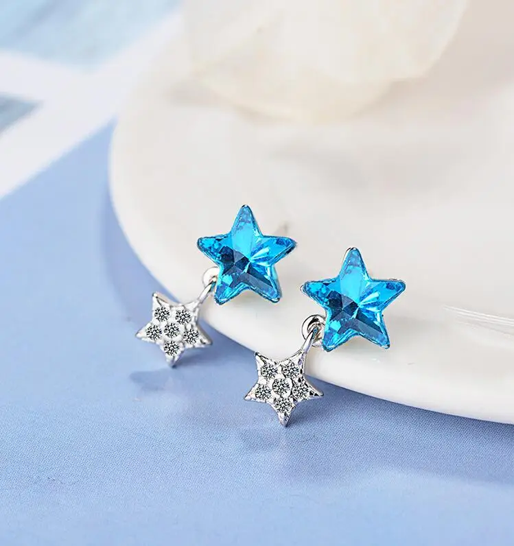 Модные ювелирные изделия для девушек твердые серьги-гвоздики из стерлингового