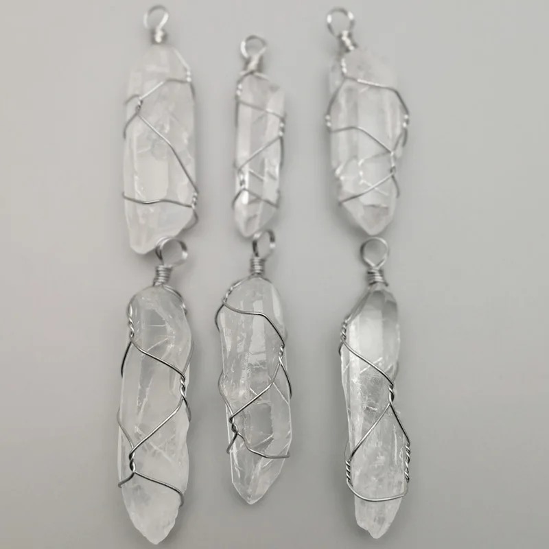 Модные неправильные каменные подвески-шармы из природного кварца белого цвета для изготовления ювелирных изделий, ожерелье с кристаллами в 6 штук в наборе.