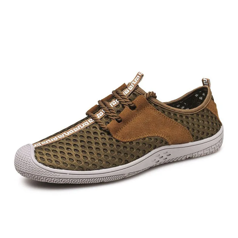 VulusValas Mesh Breathable Men Casual Shoes Lace Up Solid Color Flats Fretwork Daily Outdoor Male Footwear Size 38-44 | Обувь