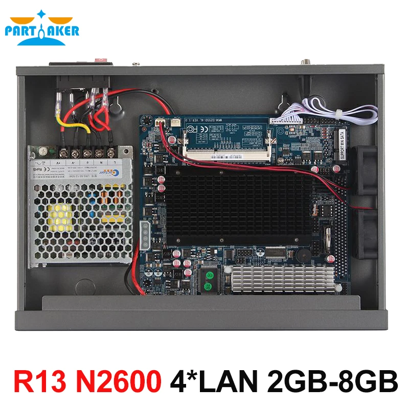 Причастником R13 4* RJ45 1000 м LAN Rack брандмауэр маршрутизатор сетевой сервер с intel N2600 безвентиляторная поддержка PFSense