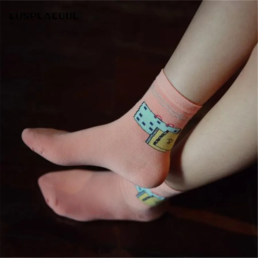 [COSPLACOOL] Новинка корейский стиль лоскутные носки со смешным рисунком модные милые