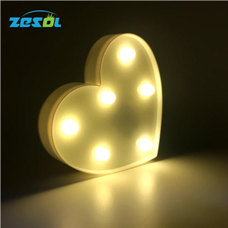 ZESOL Милая 3D Настольная лампа с сердечком светодиодный ночник батарея украшение