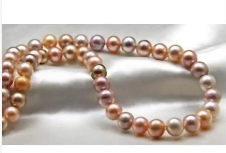Charming 18&quot10-11mm Natural gold pink multicolor pearl necklace | Украшения и аксессуары