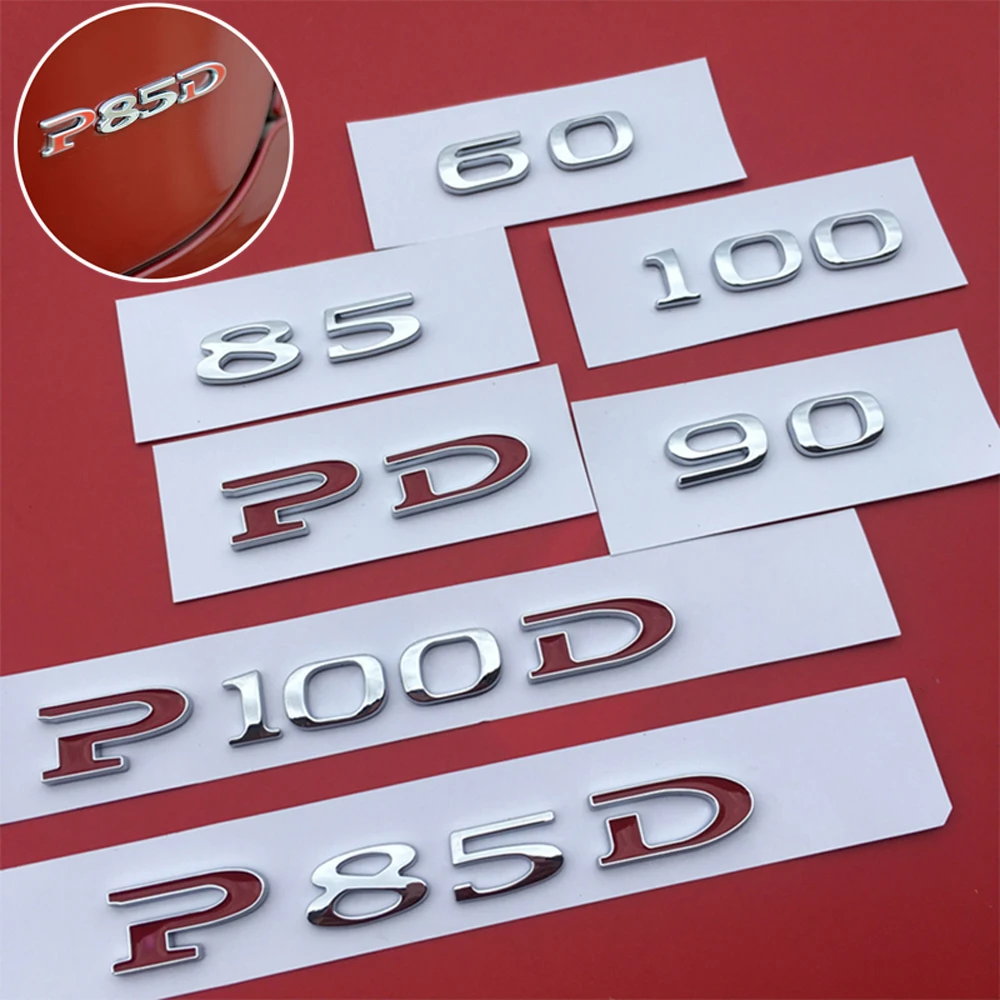 Хромированная эмблема наклейки с цитатами набор P100D PD 60 75 85 90 100 значок P90D декоративная переводная картинка цифры Автомобильная наклейка для Tesla модель S модель X