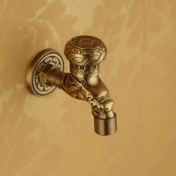 Античная carveing латунь Дракон шаблон стиральная машина кран настенное крепление