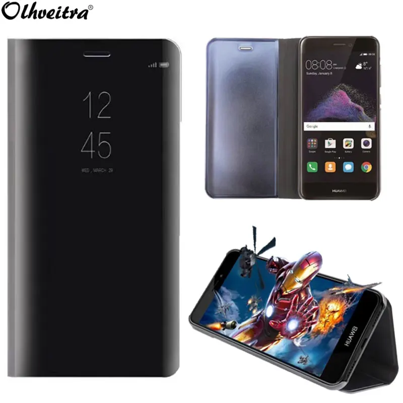 Зеркальная крышка экрана чехол для Huawei P8 Lite 2017 защитная накладка прозрачный вид