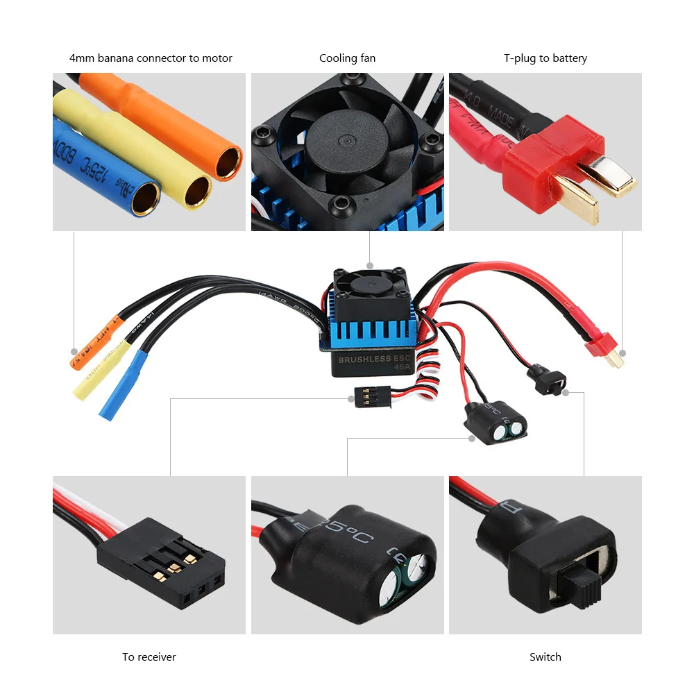 Оригинальный бесщеточный двигатель GoolRC 3650 4370KV 4P и ESC 45A для внедорожных