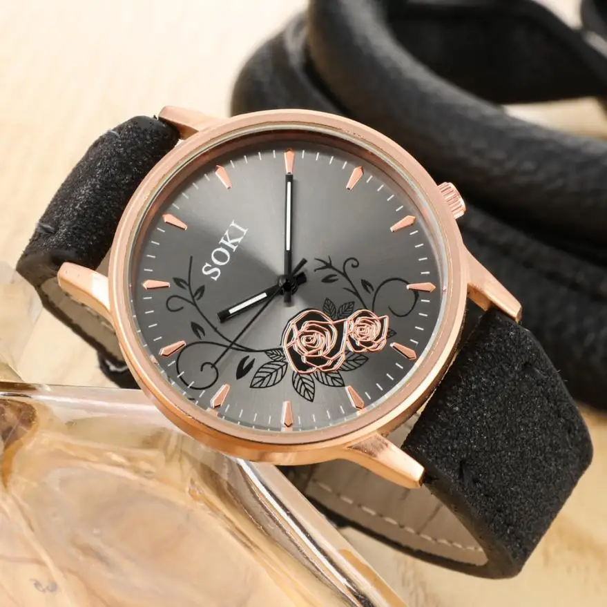 Часы с элегантным циферблатом женские часы роскошным браслетом кожаные montre femme - Фото №1