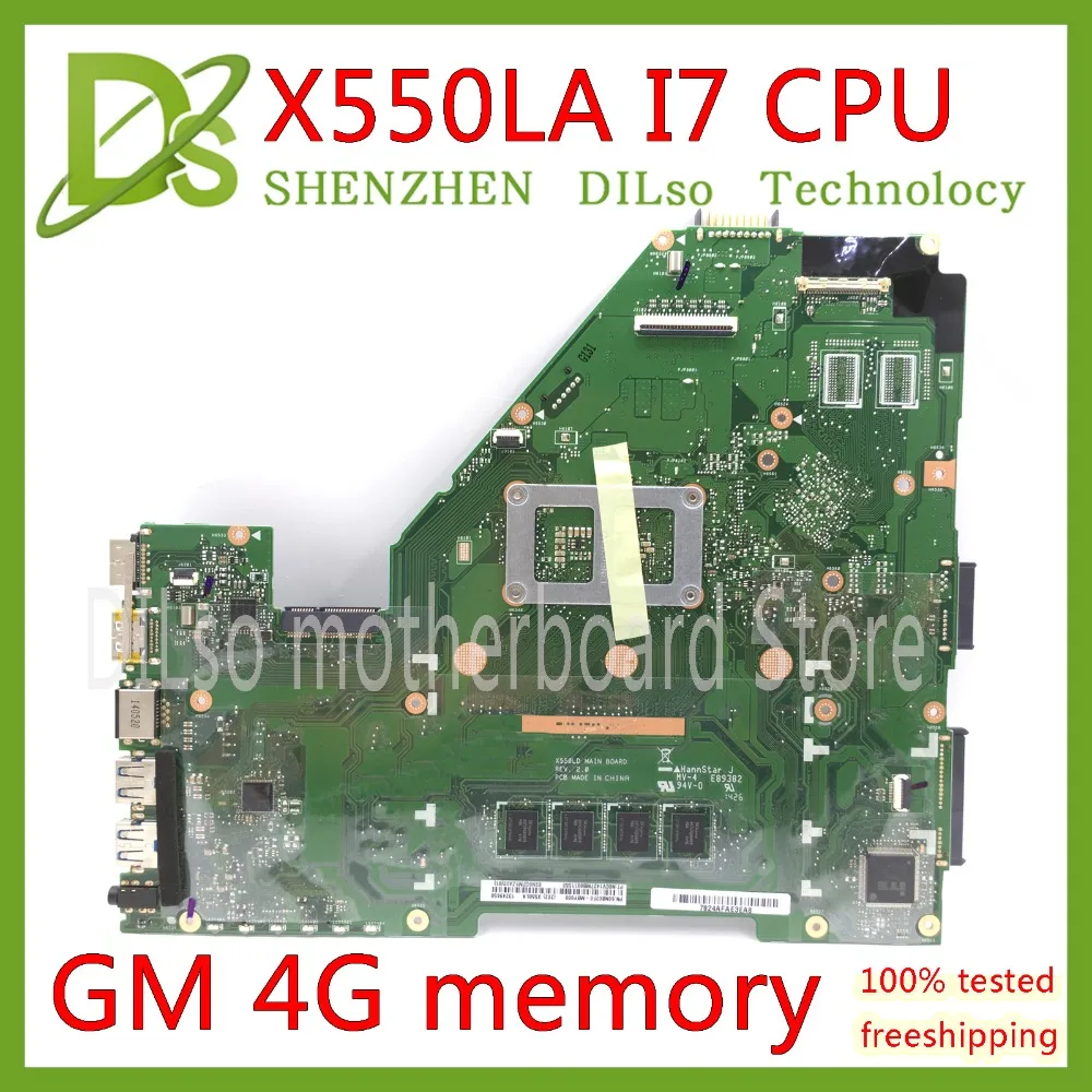 Billig KEFU X550LA Motherboard Für ASUS X550LA X550LD X550LC Y581L A550L R510L Y583L 4G RAM Speicher I7-4500U CPU Arbeit 100%