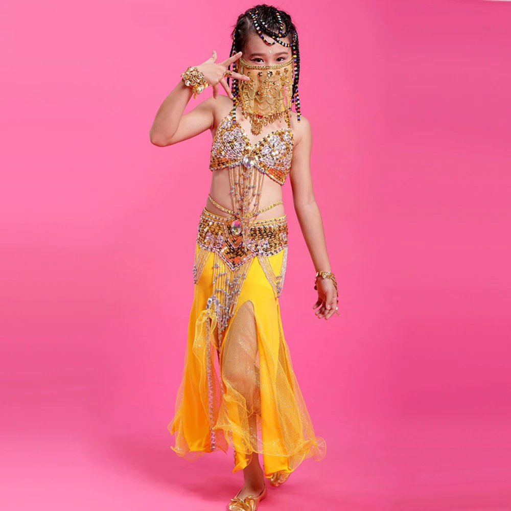 

2018 Girls Belly Dance Costume Set Children Bollywood Dance Costumes Kids Indian Dance Costumes Practice/Performance Stage Wear