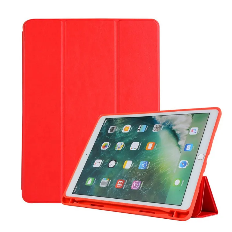 Красный Смарт-чехол из полиуретановой кожи для Apple iPad Air 3 10,5 с держателем карандаша мягкий силиконовый задний Чехол для iPad Pro 10,5 дюймов - Цвет: Красный