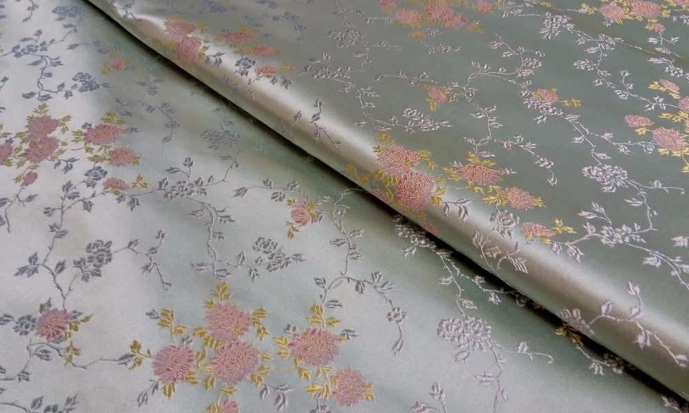 Китайская шелковая парча дамасская ткань чонсам подушка светильник зеленая