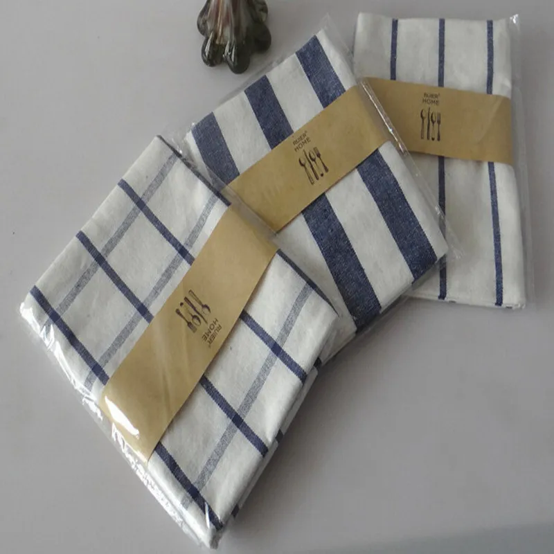 Полосатая кухонная салфетка подставка льняная полосатая клетчатая скатерть