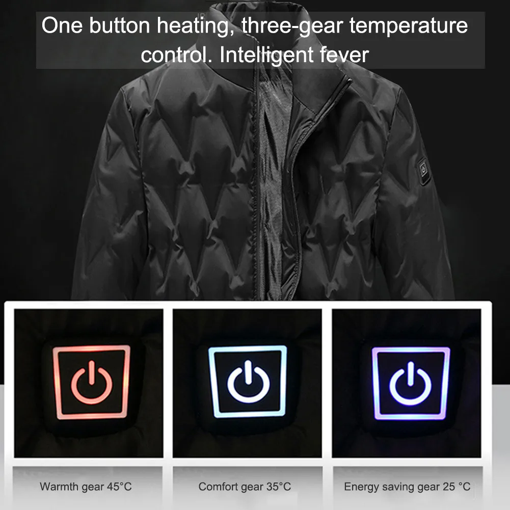 USB Charging Heating Jacket Coat for Men Winter Thermal Clothing Heating Warm Thermostatic Long Sleeve High Collar Outfit M-4XL