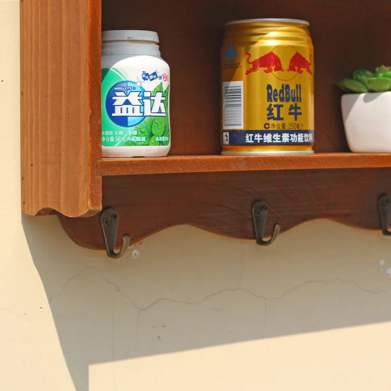 2017 Ретро деревянная полка для хранения вещей настенные подвесные крючки