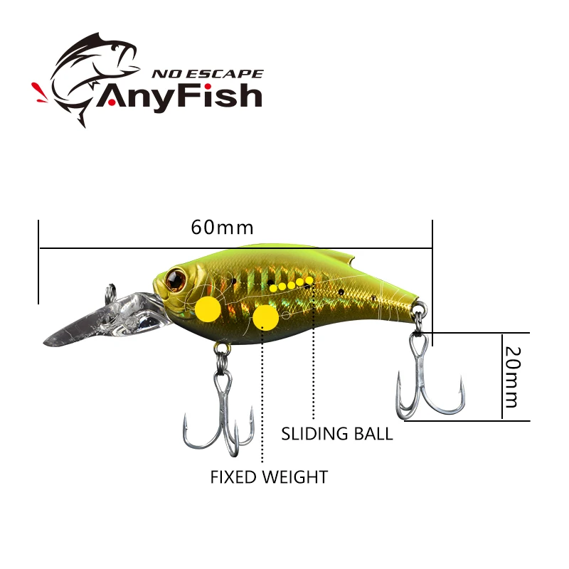 ANYFISH воблер 60DR рыболовные приманки 6 см 11 4 г 3D глаза твердая арифметическая