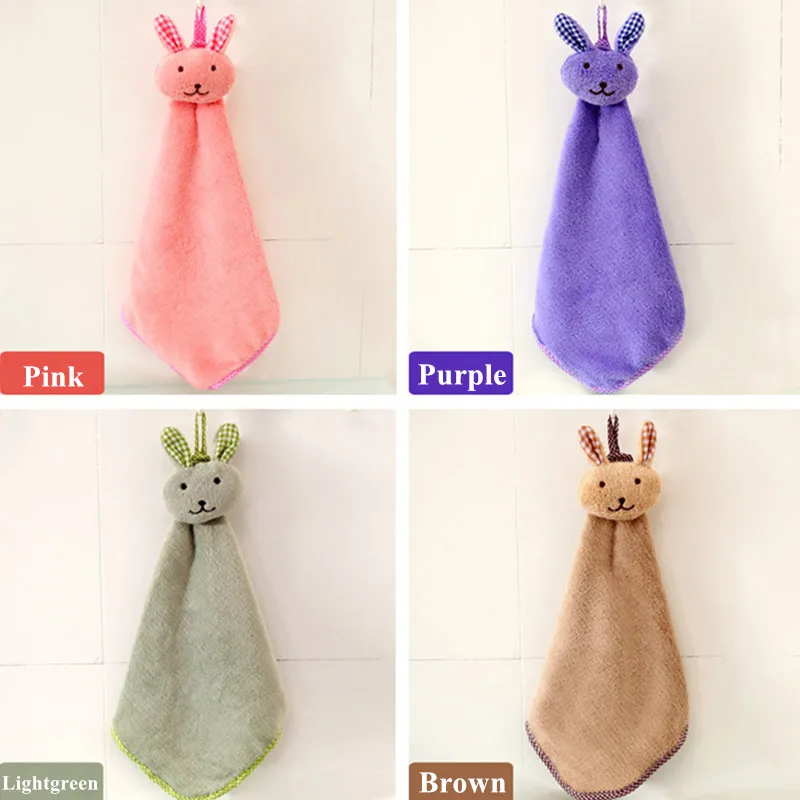 Кухня мультфильм животное Висячие Ткани Мягкие плюшевые Dishcloths ручное полотенце протирать Висячие купальные полотенца для детей ванная комната