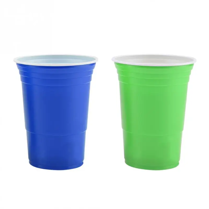 green and blue Принадлежности для мероприятий Красный Кубок для вечеринок пластиковые холодные напитки пивной понг 16 унций емкость Питьевая чашка моющаяся идеальное забавное пиво понг 100 чашки - Цвет: green and blue