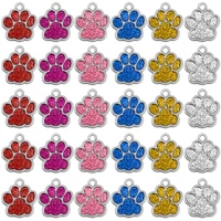 2060pcs wholesale dog tag glitter paw pet id tags dog accessories personalized engraved for paw print tag