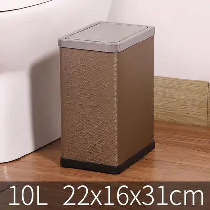 Coffee Fret 10L Мусорная корзина из нержавеющей стали, 10 литров/2,6 галлонов, мусорная корзина для дома, ванной, кухни, отеля - Цвет: Coffee Fret 10L