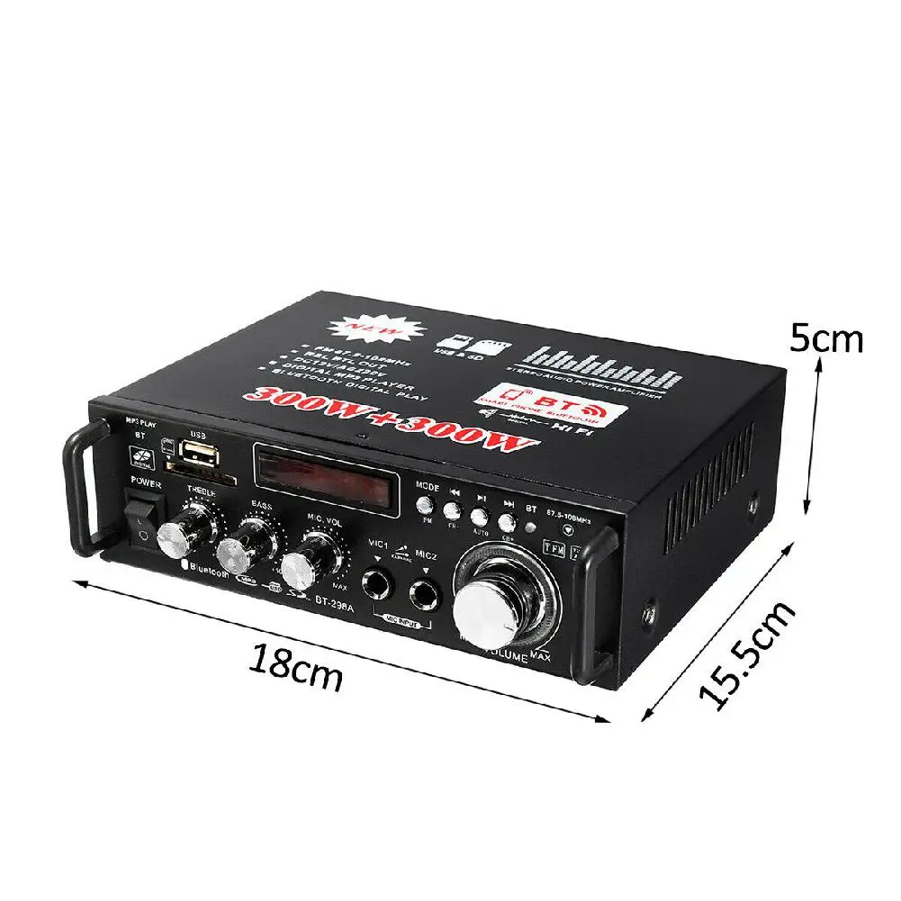 LeadingStar 600 W усилитель для ЖК-дисплея Hi-Fi аудио стерео bluetooth FM 2CH AMP автомобильное