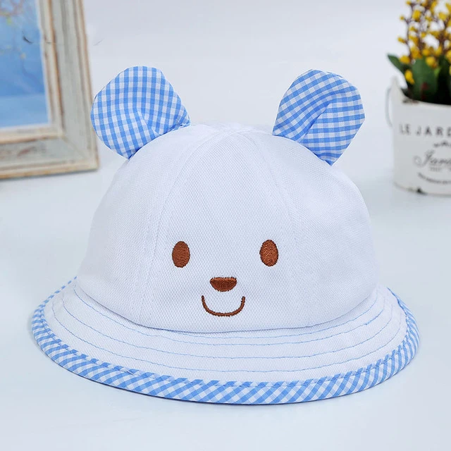 

New Fashion Lovely Summer pink and blue rabbit ear Printed Bucket Hats Outdoor Fishing Sun Caps Women Girls