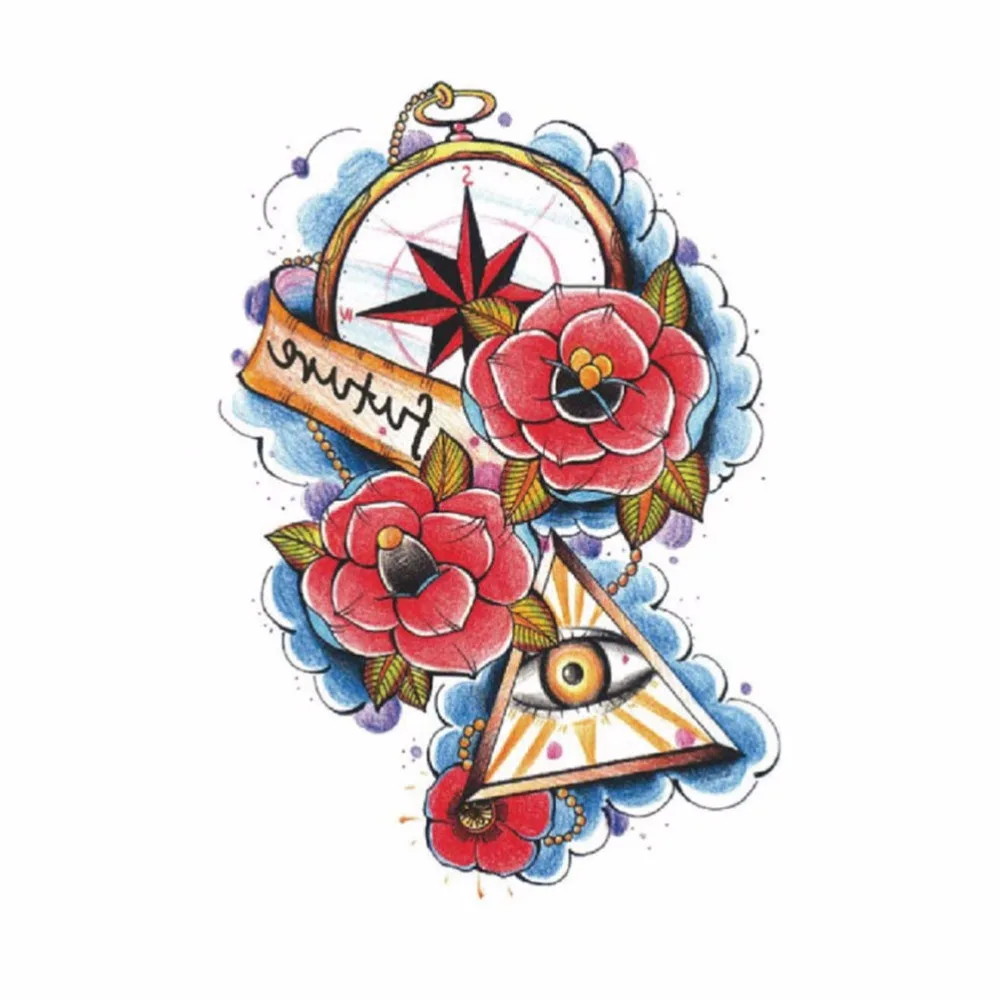 

Цветок Роза глаза украшение загадочная временная татуировка наклейка s боди-арт наклейка рукава нижние руки татуировки