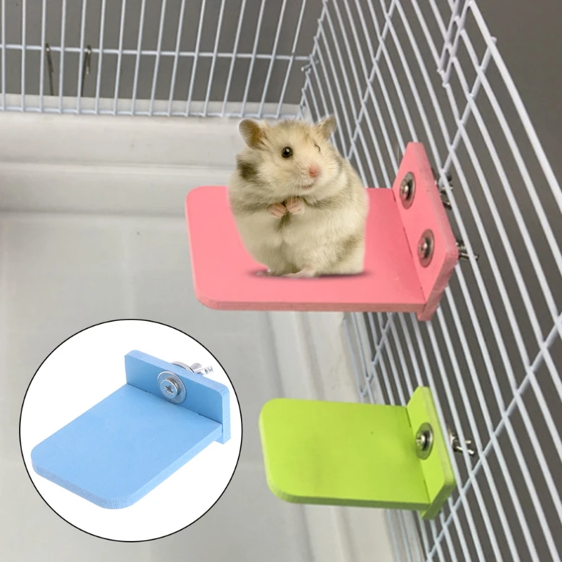 

Rectangle Colorful Wooden Hamster Platform Stand Rack Squirrel Cage Plate Toys