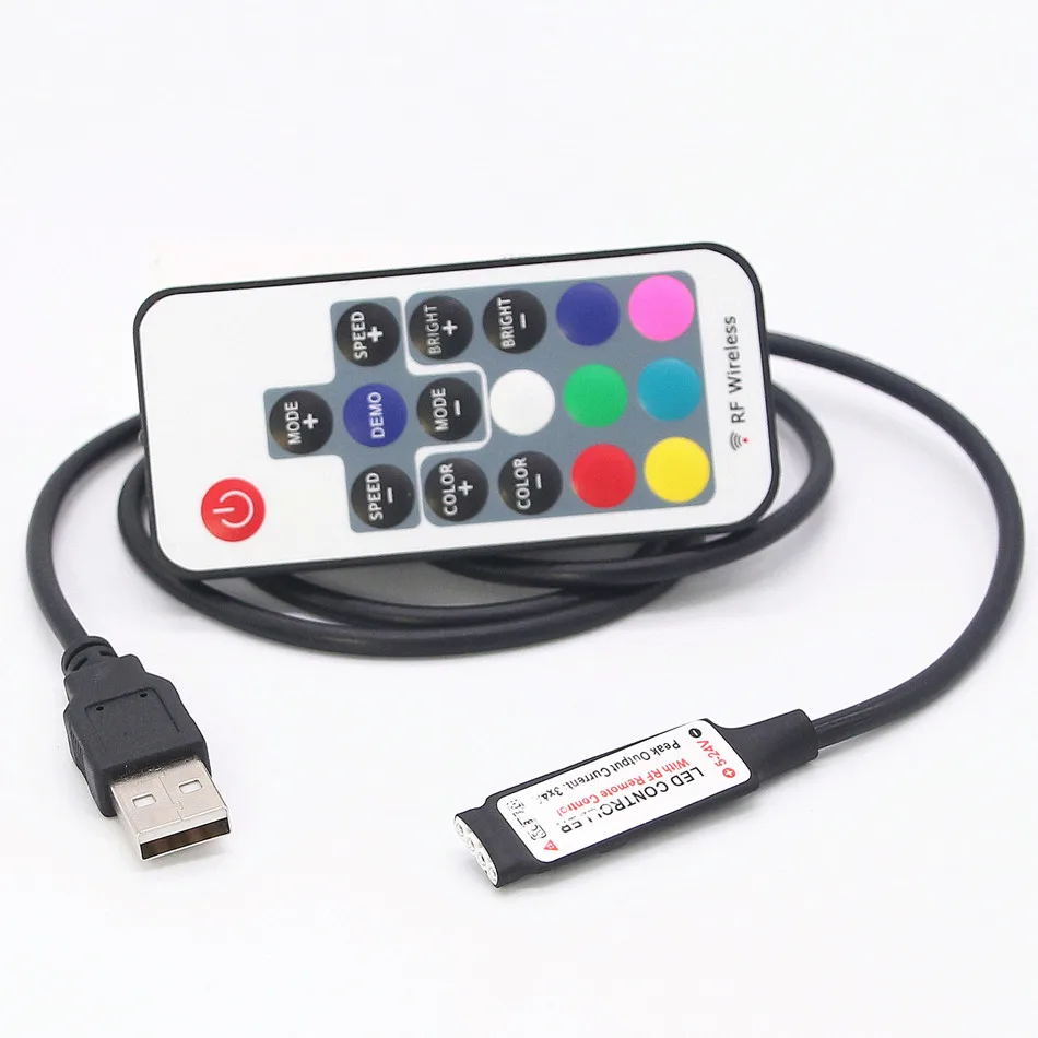 TIANYI DC 5 В USB светодиодный RGB Управление Лер мини 17Key RF Беспроводной удаленного для