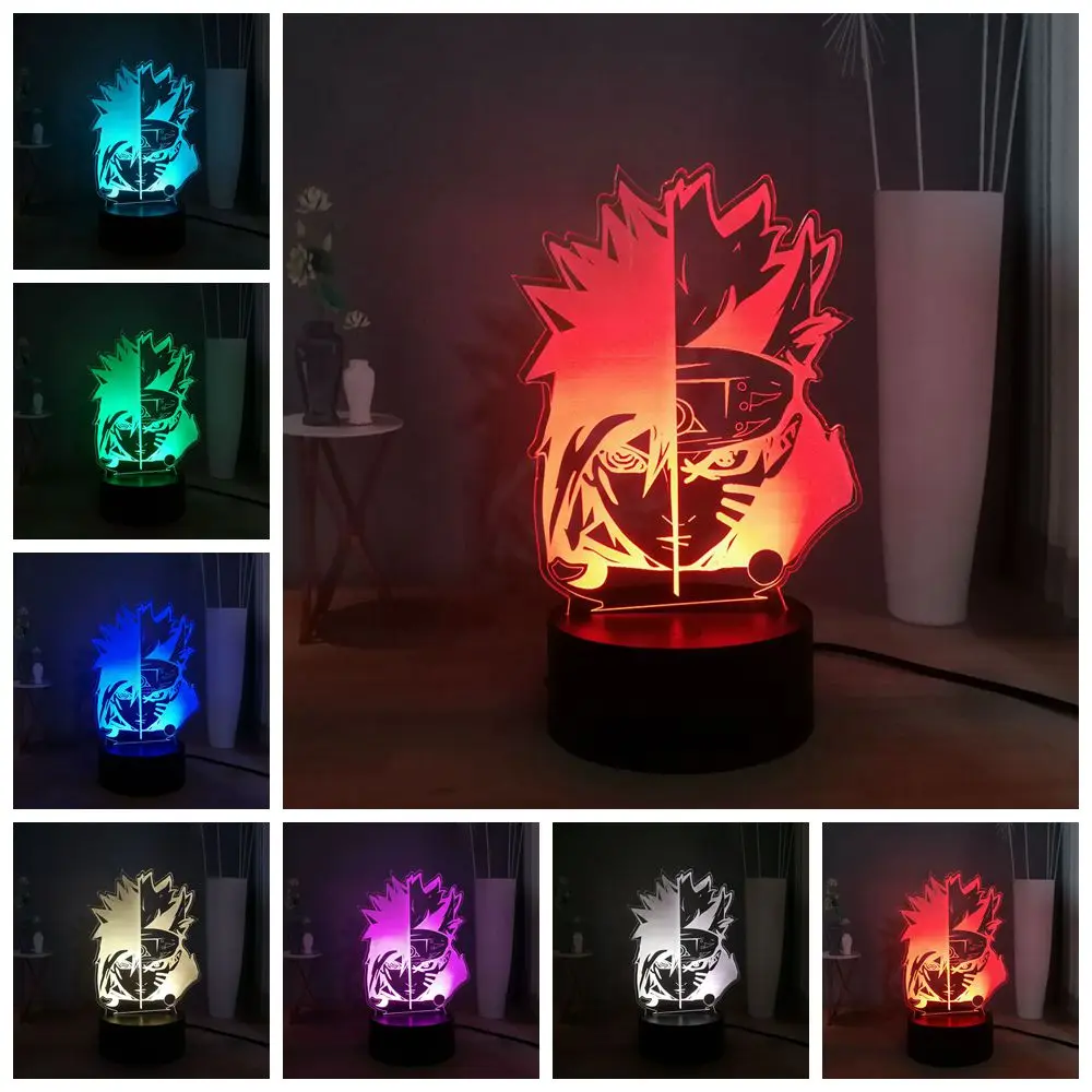 Наруто Uzumaki 3D иллюзия Лампа японского аниме USB переключатель разноцветный светодиодный ночник для спальни декоративное освещение для дома