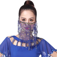 womens belly dance tribal face veil with halloween costume accessory with sequins t8