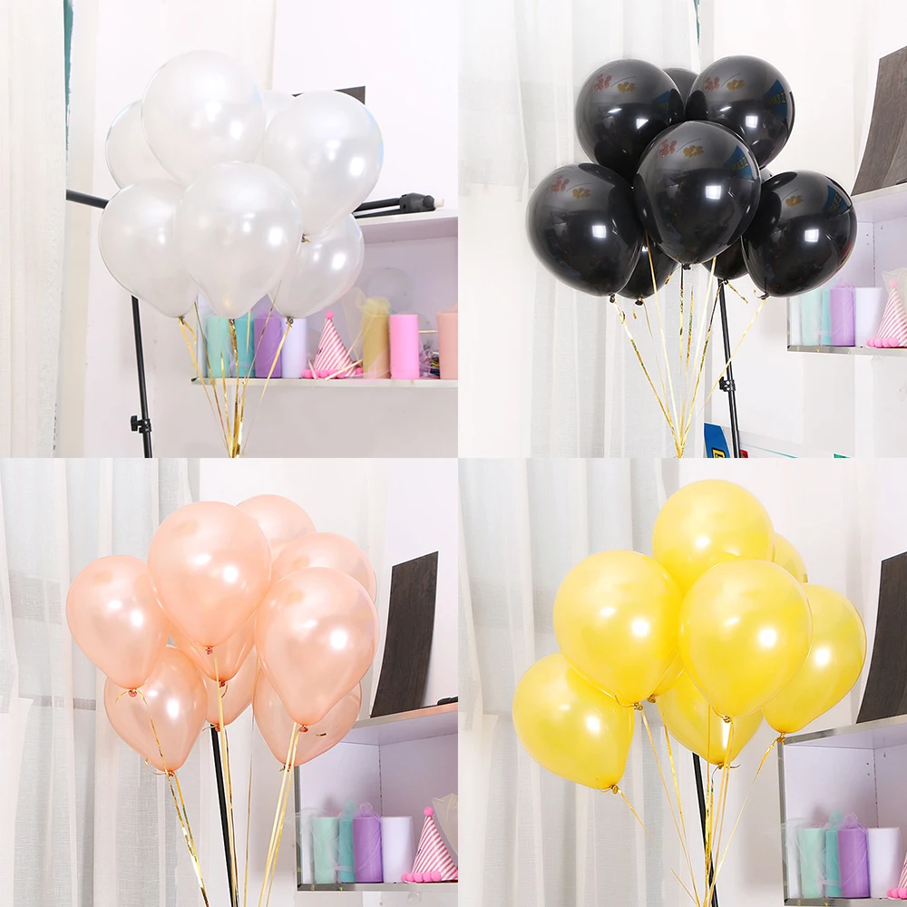 100 шт. 12 дюймовые золотистые/Серебристые/черные латексные шарики свадебные