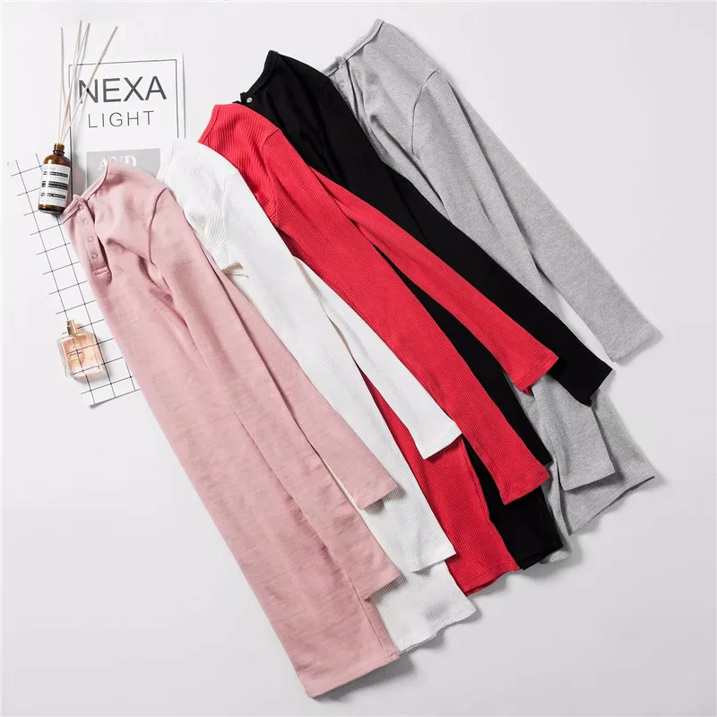 2018 Летний Новый Круглый воротник без бретелек с длинными рукавами тонкий мешок