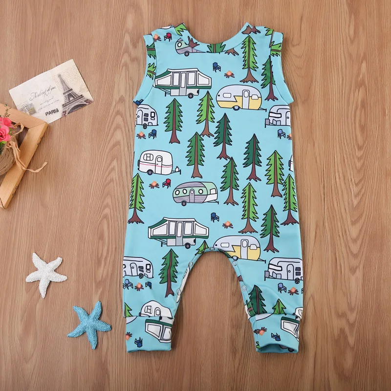 Детский комбинезон на пуговицах без рукавов с круглым вырезом|cartoon romper|newborn